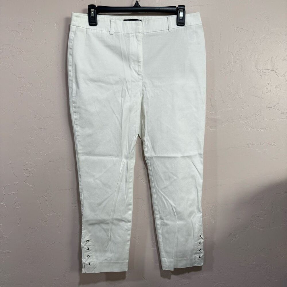 Talbots Lace up Slim Ankle White High Waisted Pants